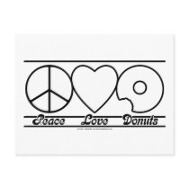 Peace Love and Donuts Post Cards