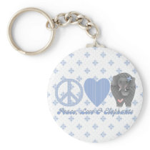 Peace Love and Elephants Keychain
