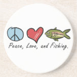 Peace, Love, and Fishing! Drink Coasters