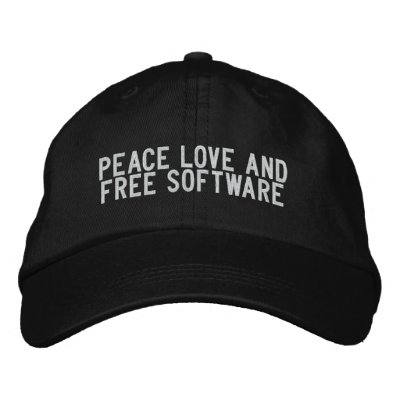Peace Love and Free Software Embroidered Baseball Cap by funnycustomtshirts