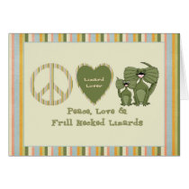 peace love and frill necked lizards cards