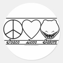 Peace Love and Gators Stickers
