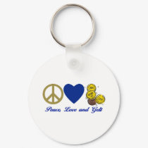 Peace, Love and Gelt Hanukkah Tees and Gifts keychains