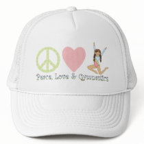 Peace, Love and Gymnastics Brunette hats by pacificsportsgifts Peace, Love and Gymnastics Brunette hats