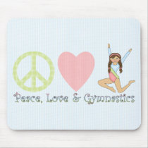 Peace, Love and Gymnastics Brunette mousepads