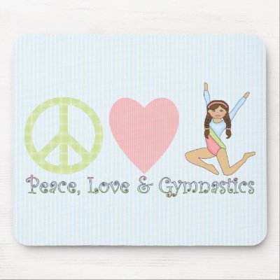 Peace, Love and Gymnastics Brunette Mouse Mat