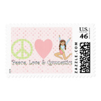 Peace, Love and Gymnastics Brunette Postage Stamps