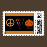 Peace, Love And Halloween Postage Stamp stamps