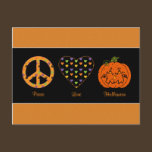 Peace, Love And Halloween Postcard postcards