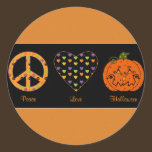 Peace, Love And Halloween Sticker stickers