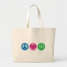 Peace Love and Happiness Canvas Bags
