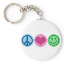 Peace Love and Happiness Keychains