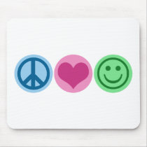 Peace Love and Happiness mousepads