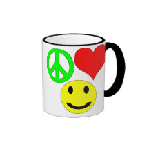 peace love and happiness mug