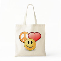 Peace Love and Happiness tote bag bags