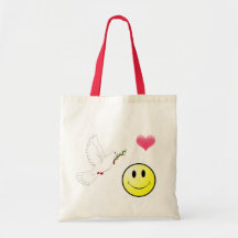 Peace, Love, and  happiness Tote Bags