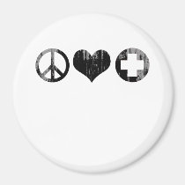 Peace Love and Health Care black Faded.png magnets