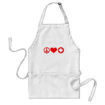 Peace Love and Health Care red Apron