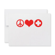 Peace Love and Health Care red Personalized Announcements