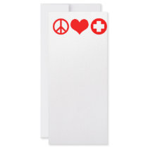 Peace Love and Health Care red Rack Card Template