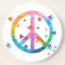 Peace, Love, and Hearts Rainbow Colors Beverage Coasters