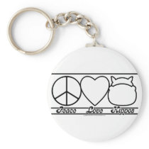 Peace Love and Hippos Keychains