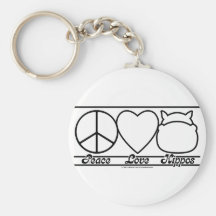 Peace Love and Hippos Keychains