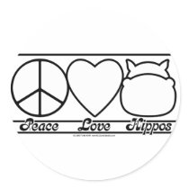 Peace Love and Hippos Stickers