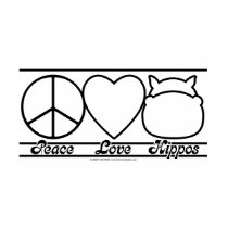 Peace Love and Hippos t-shirts