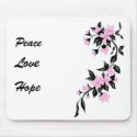 Peace, Love and Hope Cherry Blossom Mousepad by Lotusfire Peace, Love and Hope Cherry Blossom Mousepad