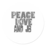 peace_love, and jB Round Stickers