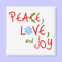 Peace, Love, and Joy magnets