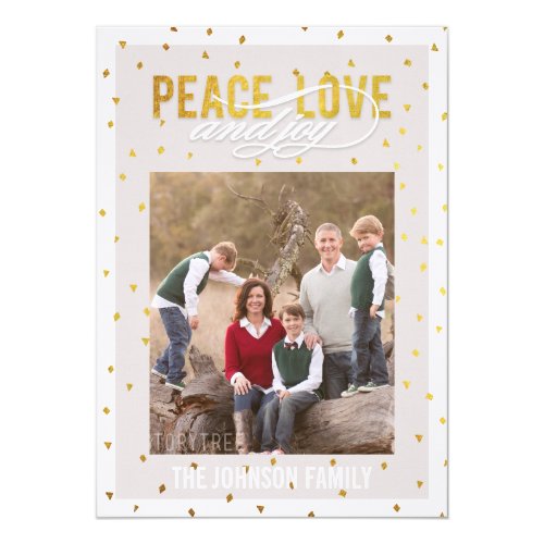 Peace Love and Joy Modern Holiday 5x7 Paper Invitation Card