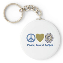 Peace, Love and Latkes Hanukkah Tees and Gifts Key Chains