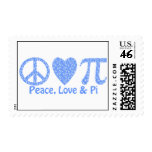 Peace Love and Pi Flowers postage