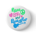 Peace, Love and Powerpop buttons