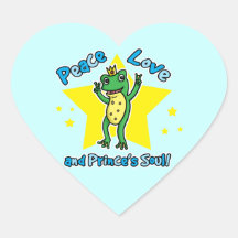 Peace love and Princes' soul frog prince Heart Sticker