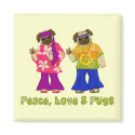 Peace Love and Pugs Magnets by designsbydandy Peace Love and Pugs Magnets