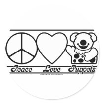 Peace Love and Puppets stickers by klclewis Peace Love and Puppets stickers