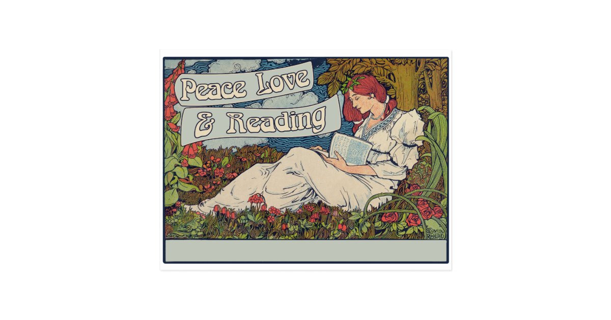 Peace Love And Reading Postcard Zazzle