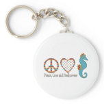 Peace, Love and Seahorses Keychain