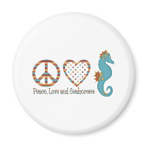 Peace, Love and Seahorses magnets by naturetees Peace, Love and Seahorses magnets