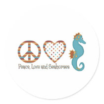 Peace, Love and Seahorses stickers by naturetees Peace, Love and Seahorses stickers