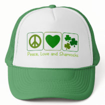 Peace, Love and Shamrocks Trucker Hats