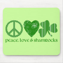Peace, Love and Shamrocks Mouse Mat