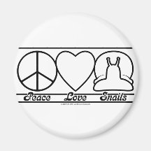 Peace Love and Snails Refrigerator Magnet