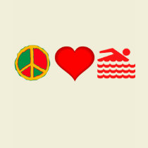 Peace, Love and SWIMMING t-shirts by malibuitalian Peace, Love and SWIMMING t-shirts