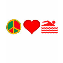 Peace, Love and SWIMMING t-shirts by malibuitalian Peace, Love and SWIMMING t-shirts