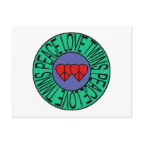 Peace Love and Twins - Circle postcards by Scrappintwins Peace Love and Twins - Circle postcards