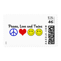 Peace Love and Twins postage